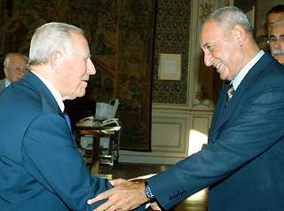 Il Presidente Ciampi con Nabih Berri, Presidente del Parlamento Libanese