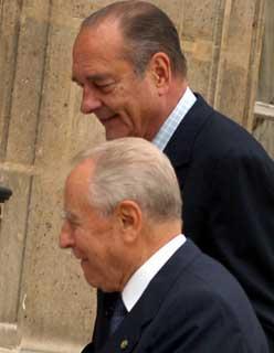 Il Presidente Ciampi con il Presidente della Repubblica Francese Jacques Chirac all'Eliseo