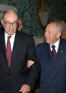 Il Presidente della Repubblica Ciampi con Alan Greenspan, Presidente del Federal Reserve Board