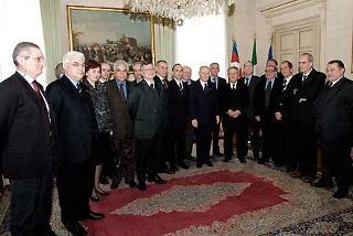 Il Presidente Ciampi, al termine dell'incontro con i membri del Senato Accademico dell'Università, presente il Rettore Alessandro Maida