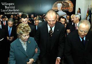 Il Presidente Ciampi e la moglie Franca con il Re di Spagna Juan Carlos nel corso dell'inaugurazione della Mostra &quot;Bernini, Velàsquez, Luca Giordano. Le Corti del Barocco&quot;
