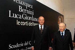 Il Presidente Ciampi e il Re di Spagna Juan Carlos nel corso della visita alla Mostra &quot;Bernini, Velàsquez, Luca Giordano. Le Corti del Barocco&quot;, alle Scuderie del Quirinale