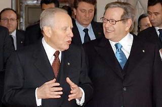Il Presidente Ciampi con Alberto de Roberto, Presidente del Consiglio di Stato, in occasione dell'inaugurazione dell'Anno Giudiziario