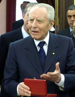 Il Presidente Ciampi durante la visita all'Abbazia di Montecassino
