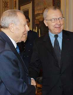 Il Presidente Ciampi con Jacques Delors, ex Presidente della Commissione Europea - Presidente del Gruppo di Studi e Ricerche &quot;Notre Europe&quot;