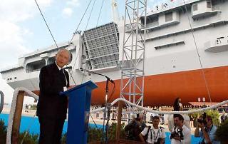 Il Presidente Ciampi rivolge il suo indirizzo di saluto in occasione del varo della portaerei &quot;Cavour&quot;