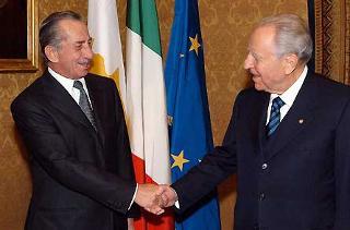 Il Presidente Ciampi con Tassos Papadopoulos, Presidente della Repubblica di Cipro
