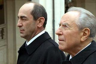Il Presidente Ciampi con Robert Kocharian, Presidente della Repubblica Di Armenia, all'arrivo al Quirinale