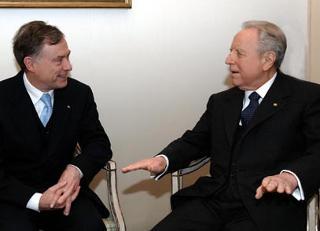 Il Presidente Ciampi con il Presidente della Repubblica Federale di Germania Horst Koehler, durante i colloqui a Villa Rosebery