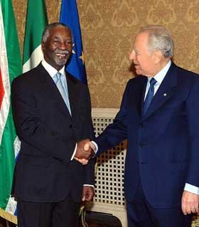 Il Presidente Ciampi con Thabo Mbeki, Presidente della Repubblica del Sud Africa
