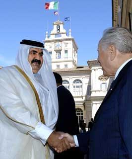 Il Presidente Ciampi con S.A. l'Emiro del Qatar Hamad Bin Khalifa Al-Thani, in occasione della visita di Stato in Italia