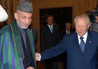 Il Presidente Ciampi con Hamid Karzai, Presidente della Repubblica Islamica dell'Afghanistan