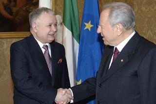 Il Presidente Ciampi accoglie Lech Kaczynszi, Presidente della Repubblica di Polonia all'arrivo al Quirinale