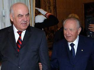 Il Presidente Ciampi accoglie nel suo studio Alferd Moisiu, Presidente della Repubblica di Albania