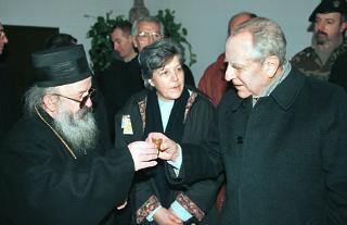 Il Presidente della Repubblica Ciampi durante la visita in Kosovo - Incontro con il Patriarca della Chiesa Serba