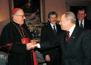Palazzo Borromeo, ricorrenza della firma dei Patti Lateranensi e dell'accorto di revisione del Concordato. Il Presidente della Repubblica Carlo Azeglio con il Segretario di Stato della Santa Sede Sua Eccellenza Rev.ma il Cardinale Angelo Sodano