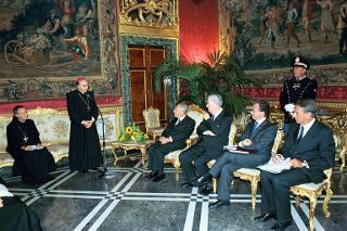 Incontro con Padre Bernardo D'Onorio, abate di Montecassino, con una delegazione di partecipanti all'Assemblea degli Abati e Priori dell'Ordine di San Benedetto