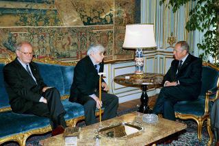 Incontro con il Maestro Renzo Vespignani e il Prof. Giorgio Ciucci, rispettivamente Presidente e Segretario generale dell'Accademia Nazionale di San Luca, Palazzo del Quirinale