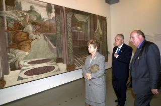 Il Presidente Ciampi con la moglie Franca, insieme al Prof. Paolucci visitano la Mostra &quot;Il Rinascimento in Italia&quot; allestita presso le Scuderie Papali del Quirinale