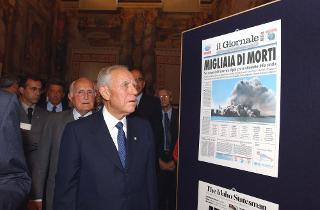 Intervento del Presidente della Repubblica a Palazzo Giustiniani per l'inaugurazione della mostra &quot;11 settembre 2001. Così il mondo l'ha visto&quot;