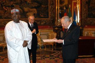 S.E. Sig. Elhadj Thierno Mamadou Cellou Diallo, nuovo Ambasciatore della Guinea: presentazione Lettere Credenziali, Palazzo del Quirinale