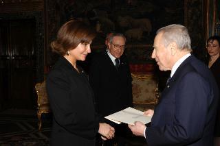 S.E. Signora Moira Paz Estenssoro, nuovo Ambasciatore della Bolivia: presentazione  Lettere Credenziali, Palazzo del Quirinale