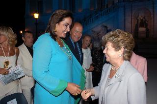 La signora Franca Pilla Ciampi alla sfilata di moda di Laura Biagiotti, Roma