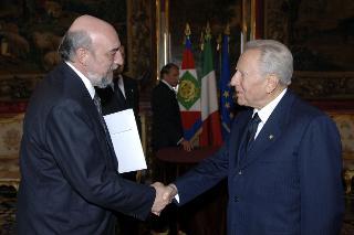 S.E. Sig. Ramon Carlos Abin De Maria, nuovo Ambasciatore dell'Uruguay: presentazione Lettere Credenziali, Palazzo del Quirinale