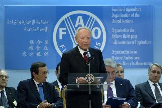 Intervento del Presidente della Repubblica alla cerimonia celebrativa del 60° anniversario di fondazione della FAO, Roma, Palazzo della FAO