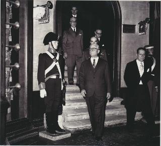 Intervento del Presidente Gronchi all'inaugurazione della Mostra "Il Carabiniere nell'arte", Roma, Castel Sant'Angelo