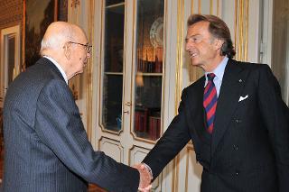Il Presidente Giorgio Napolitano accoglie Luca Cordero di Montezemolo, Presidente della Libera Università Internazionale degli Studi Sociali Guido Carli