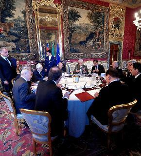 Il Presidente Giorgio Napolitano durante la riunione del Consiglio supremo di difesa