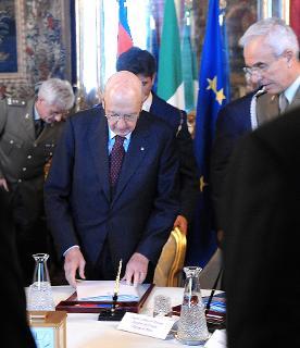 Il Presidente Giorgio Napolitano alla riunione del Consiglio supremo di difesa