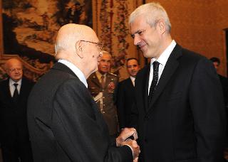 Cordiale incontro del Presidente Giorgio Napolitano con il Presidente della Repubblica di Serbia Boris Tadic