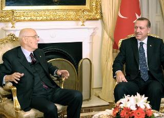 Il Presidente Giorgio Napolitano a colloquio con il Primo Ministro Turco Recep Tayyip Erdogan