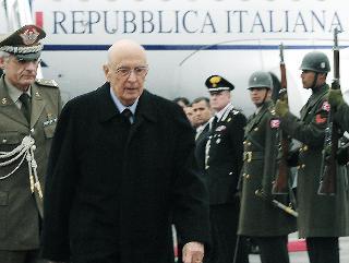 Il Presidente Giorgio Napolitano al suo arrivo ad Ankara