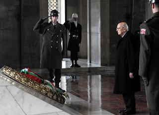 Il Presidente Giorgio Napolitano al Mausoleo di Ataturk