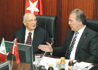 Il Presidente Giorgio Napolitano con Mehmet Ali Sahin, Presidente della Grande Assemblea Nazionale di Turchia
