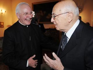 Il Presidente Giorgio Napolitano con il Nunzio Apostolico Monsignor Antonio Lucibello