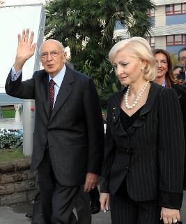 Il Presidente Giorgio Napolitano con Marina Grossi Amministratore Delegato della Selex Sistemi Integrati