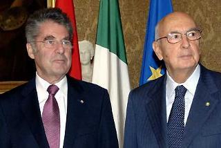 Il Presidente Giorgio Napolitano con il Presidente Federale della Repubblica d'Austria, Heinz Fischer.