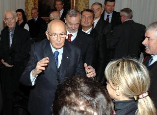 Il Presidente della Repubblica Giorgio Napolitano al suo arrivo in Prefettura