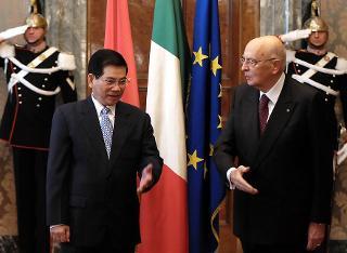 Il Presidente Giorgio Napolitano con il Presidente della Repubblica Socialista del Vietnam, Nguyen Minh Triet in visita di Stato in Italia