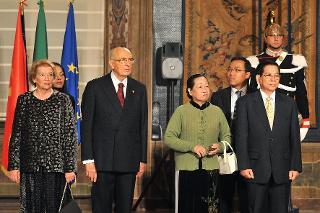 Il Presidente della Repubblica Giorgio Napolitano con Nguyen Minh Triet, Presidente della Repubblica Socialista del Vietnam in visita di Stato in Italia e le rispettive consorti
