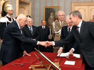 Il Presidente Giorgio Napolitano e il Ministro della Salute, Ferruccio Fazio, in occasione della cerimonia di giuramento