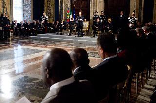 Il Presidente Giorgio Napolitano in occasione della cerimonia di presentazione degli auguri da parte del Corpo Diplomatico