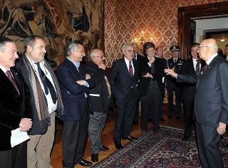 Il Presidente Giorgio Napolitano con i Giornalisti accreditati al Quirinale per il tradizionale scambio di auguri per il Natale e Capodanno