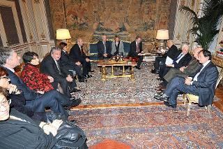 Il Presidente Giorgio Napolitano con Ettore Guglielmo Epifani Segretario generale della Confederazione Generale Italiana del Lavoro ed i componenti la Segreteria Confederale.