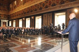 Il Presidente Giorgio Napolitano durante il suo intervento in occasione della celebrazione della Giornata della Qualità Italia