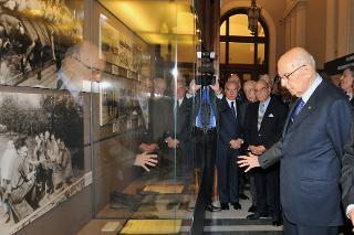 Il Presidente Giorgio Napolitano all'inaugurazione della Mostra dal titolo &quot;Auschwitz - Birkenau&quot; alla Camera dei deputati